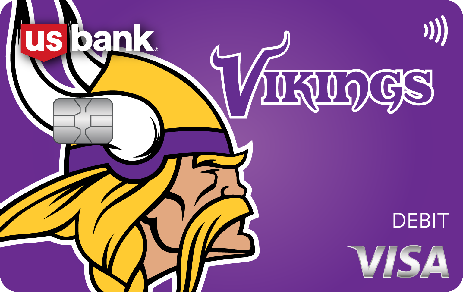 Tarjeta 6. Diseño de tarjeta de débito Visa de los Vikings de Minnesota.