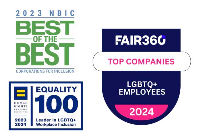 Award logos from three organizations that have recognized U.S. Bank.