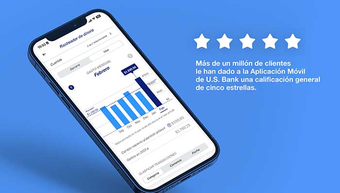 Calificación de 5 estrellas de la Aplicación Móvil de U.S. Bank