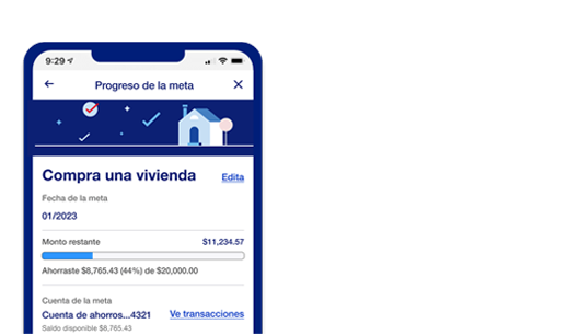 Consulta el progreso de tus metas en la aplicación móvil de U.S. Bank.