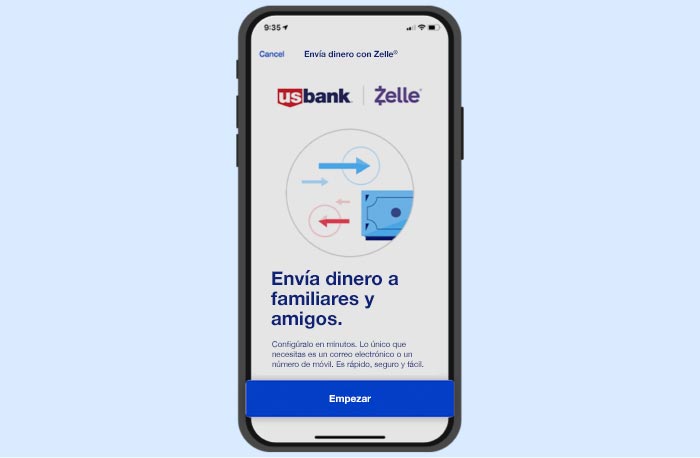 Inscríbete en Zelle: Vista para empezar ahora