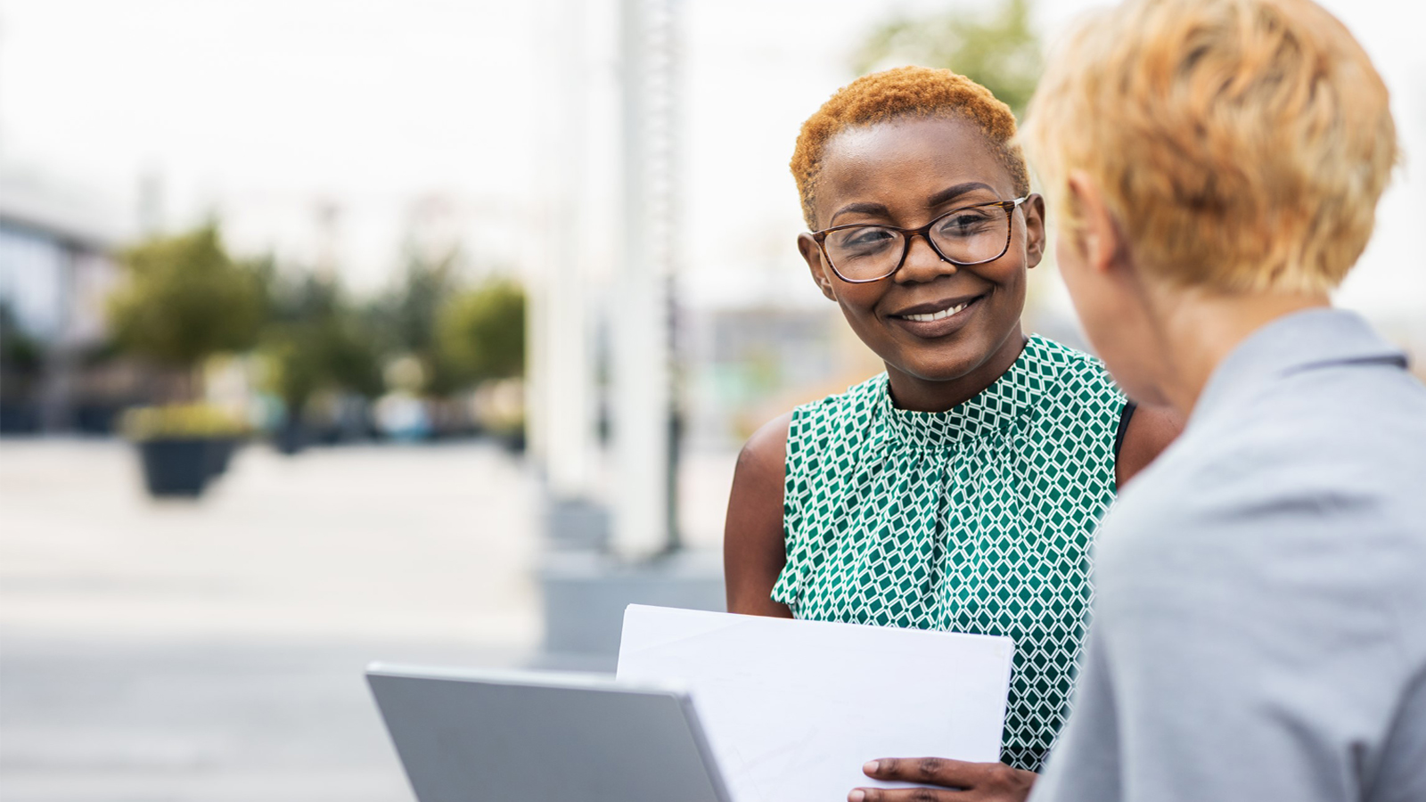 two business women meeting