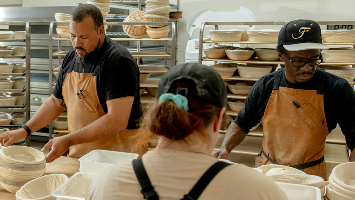 Bakers preparing bread