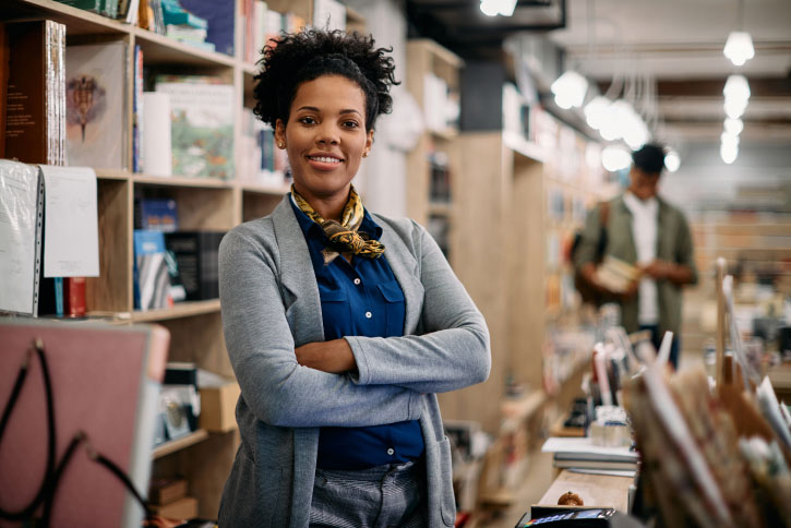 Woman in bookstore