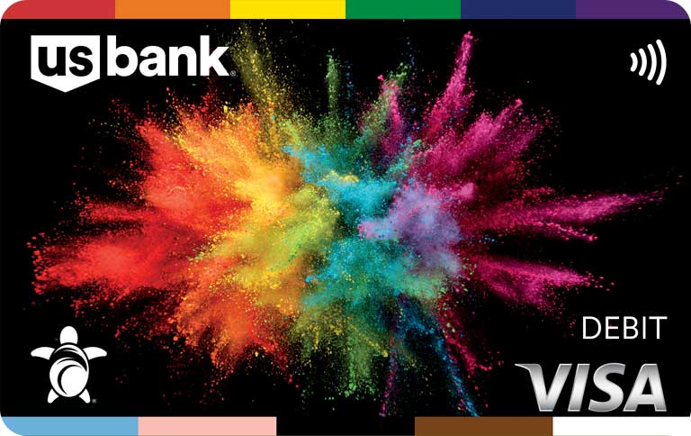 U.S. Bank Visa® Debit Card with Pride design.