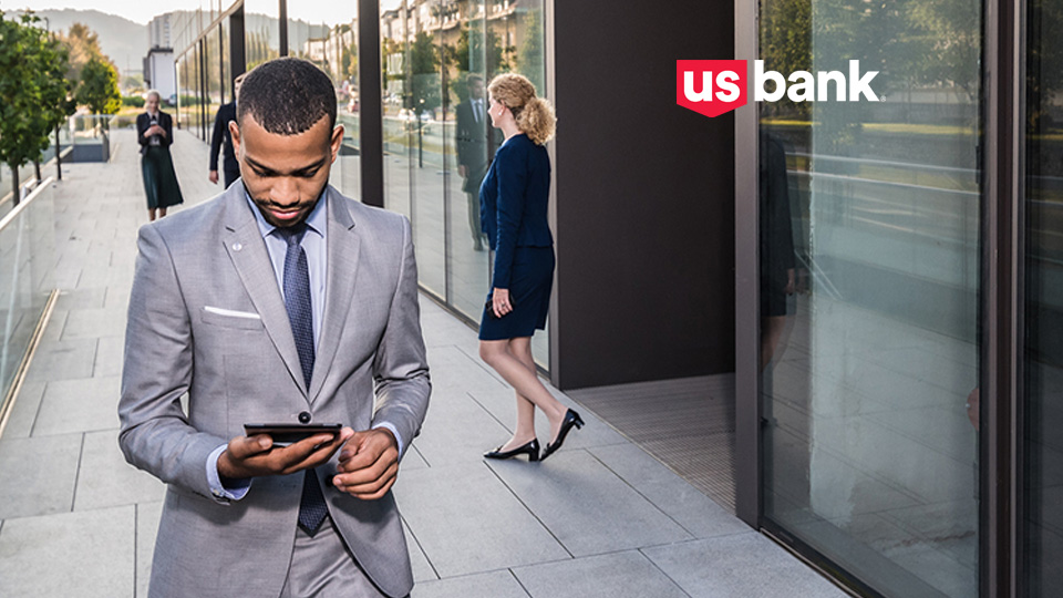 Man using phone outside of office