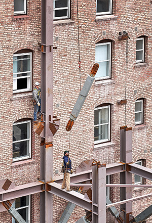 Construction workers at the hotel