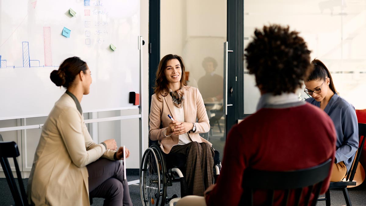 Employees in a corporate office setting