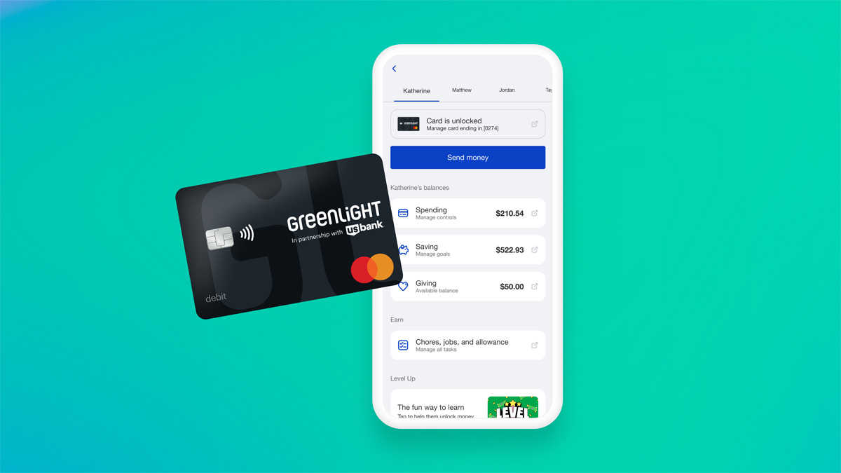 Greenlight dashboard on the U.S. Bank Mobile app