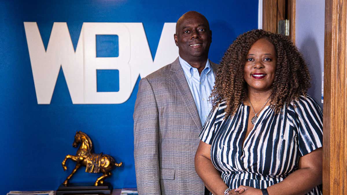 Terry and Tiffany Woodley, owners of Woodley Building Maintenance and children of founder Jimmy Woodley, at their office location. 