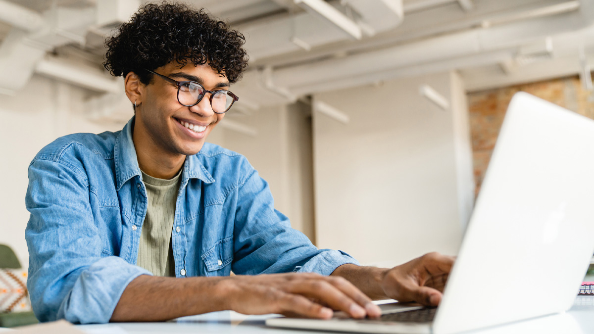 Student at a laptop