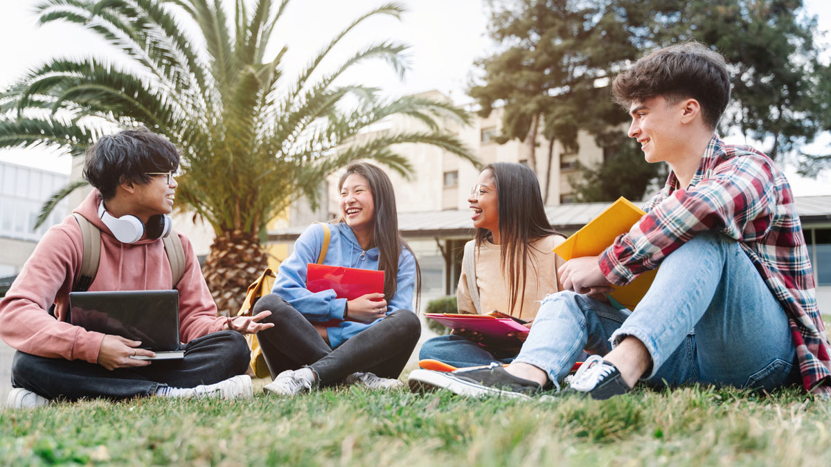 Group of students on a college campus