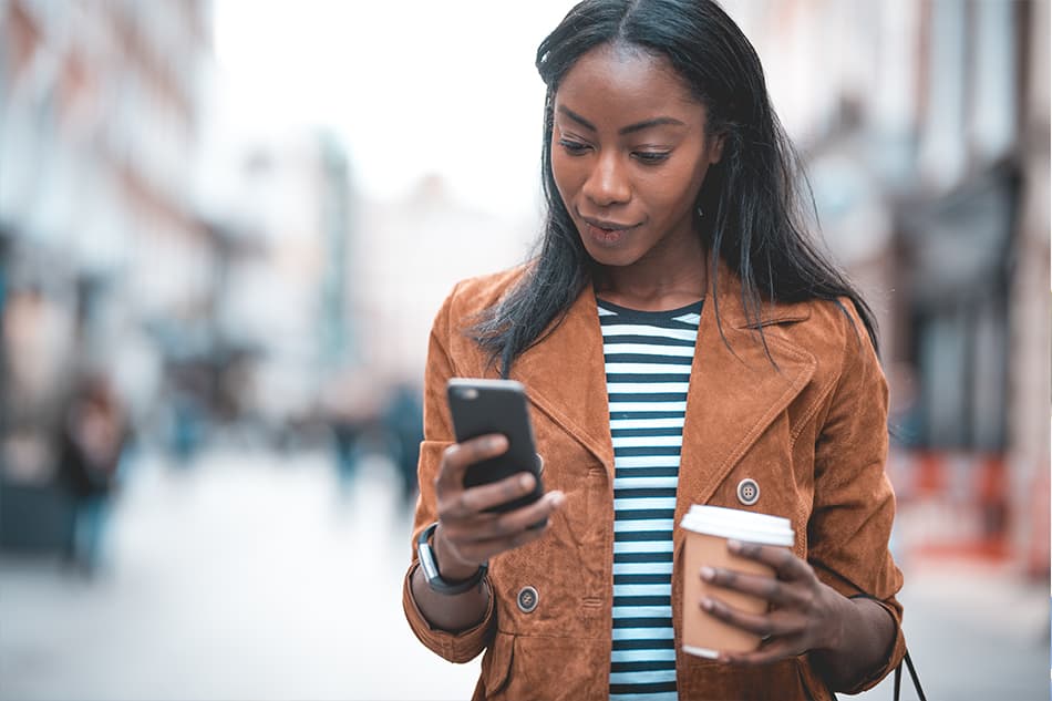 Woman using U.S. Bank Mobile App features