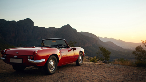 Car parked before sunset