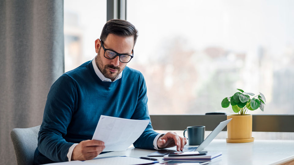 Man working at table